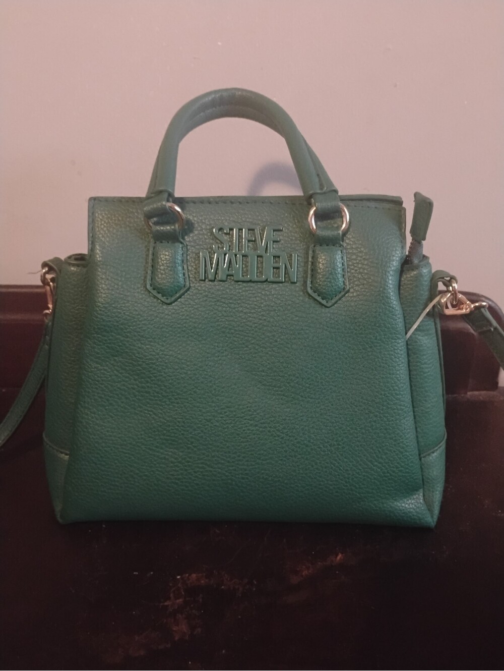 Steve Madden Green Faux Leather Structured Satchel Crossbody Bag